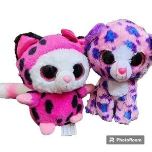 Reagan the Leopard Ty Beanie and Yoohoo & Friends Hot Pink Cheetah Plush Set